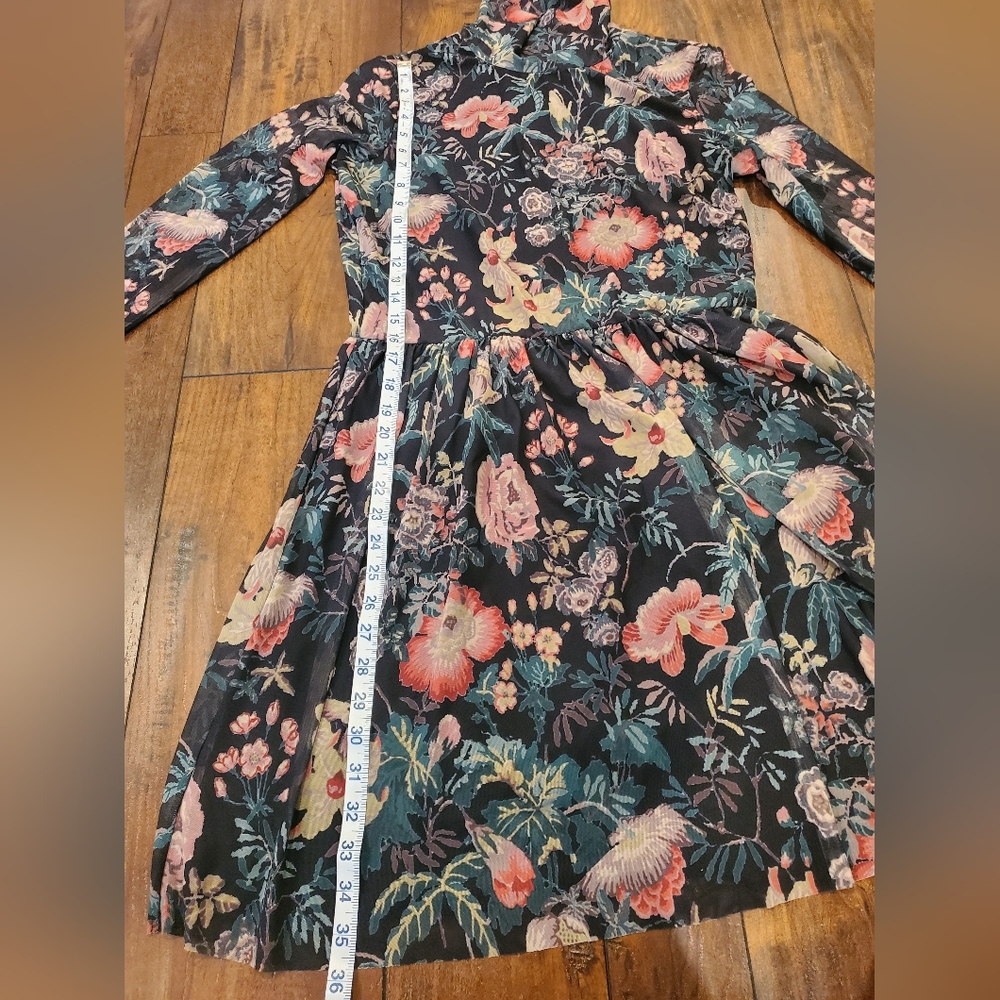 Rebecca Taylor La Vie Faded Garden Mesh Long Sleeve Dress Large - Picture 12 of 16